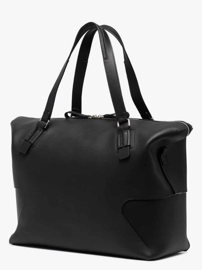 Black Leather Holdall Bag