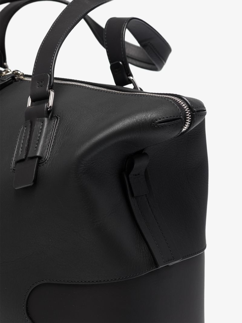 Black Leather Holdall Bag