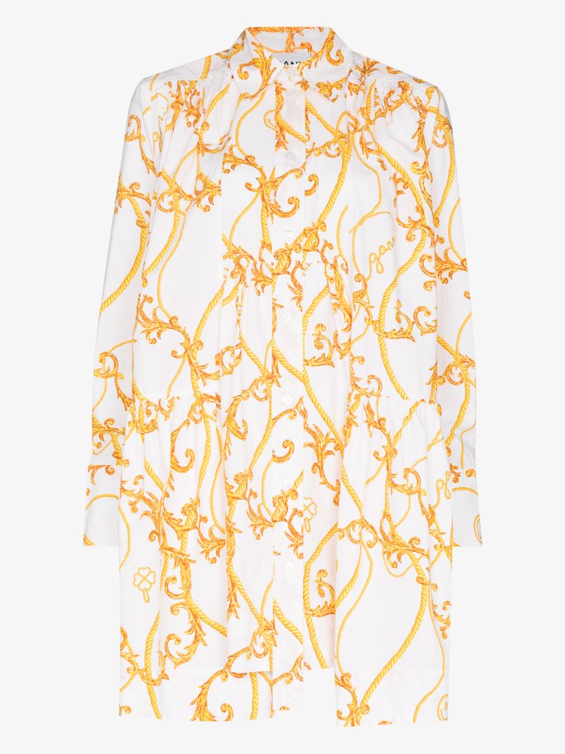 Baroque Print Asymmetrical Hem Dress