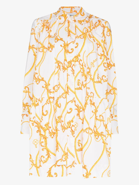 Baroque Print Asymmetrical Hem Dress