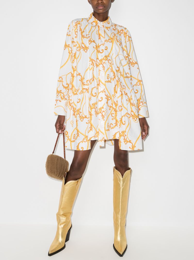 Baroque Print Asymmetrical Hem Dress