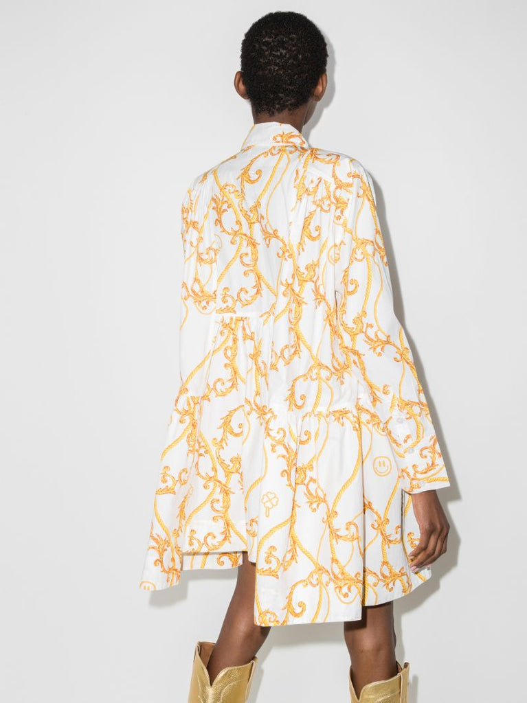 Baroque Print Asymmetrical Hem Dress