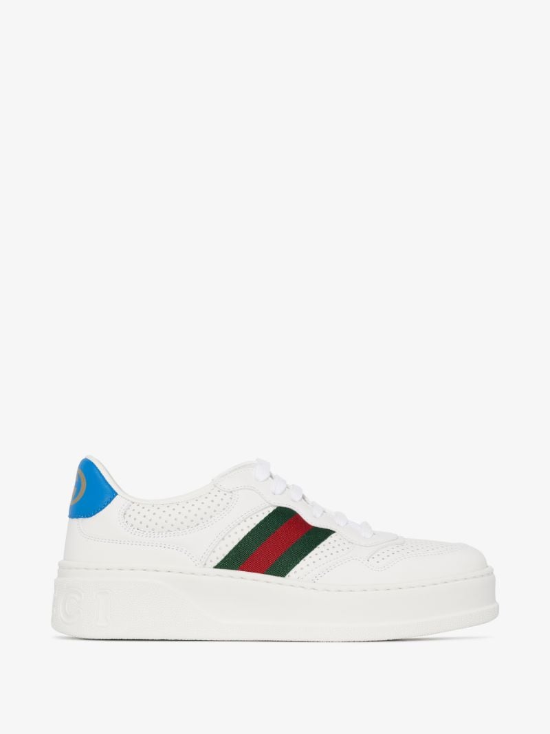 White Web Embossed Leather Sneakers