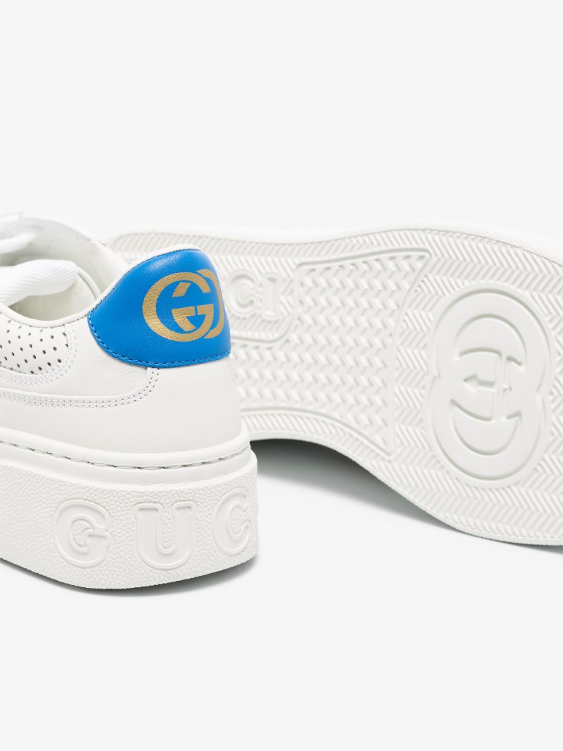 White Web Embossed Leather Sneakers