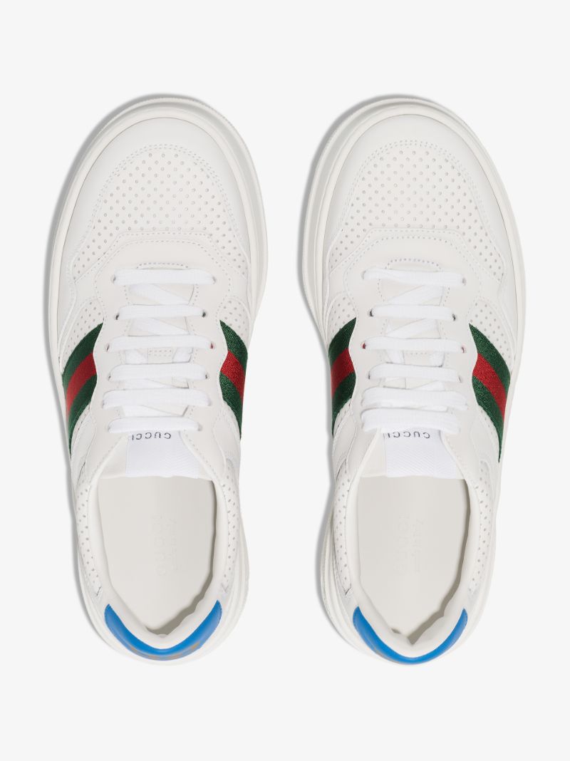 White Web Embossed Leather Sneakers