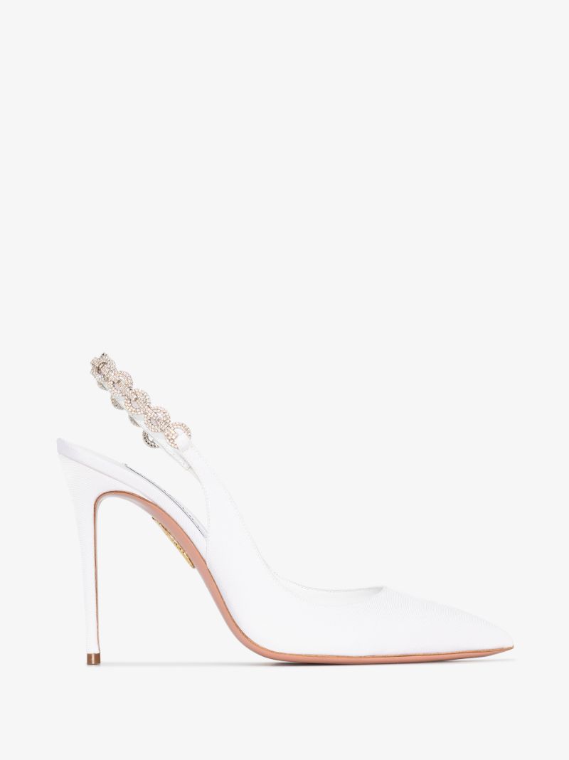 White Love Link 105 Leather Pumps