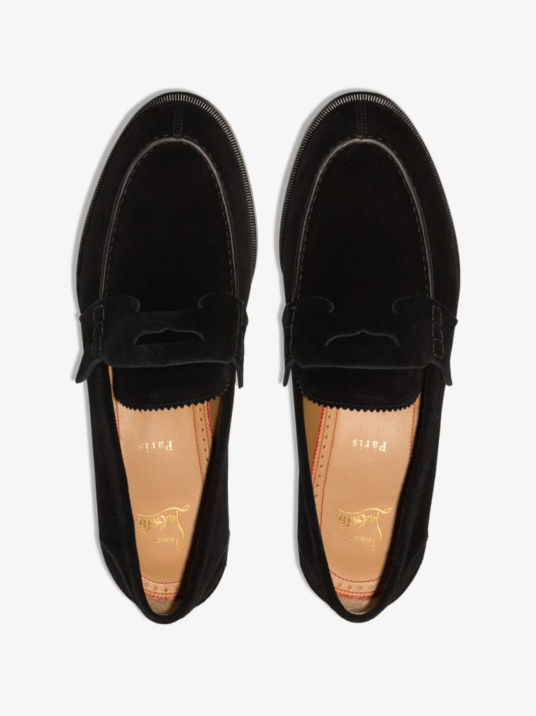 Black No Penny Suede Loafers