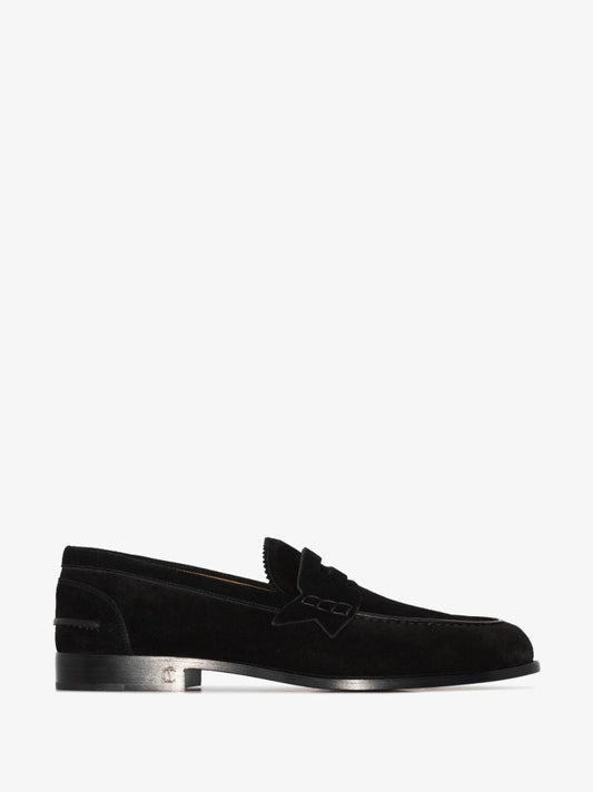 Black No Penny Suede Loafers