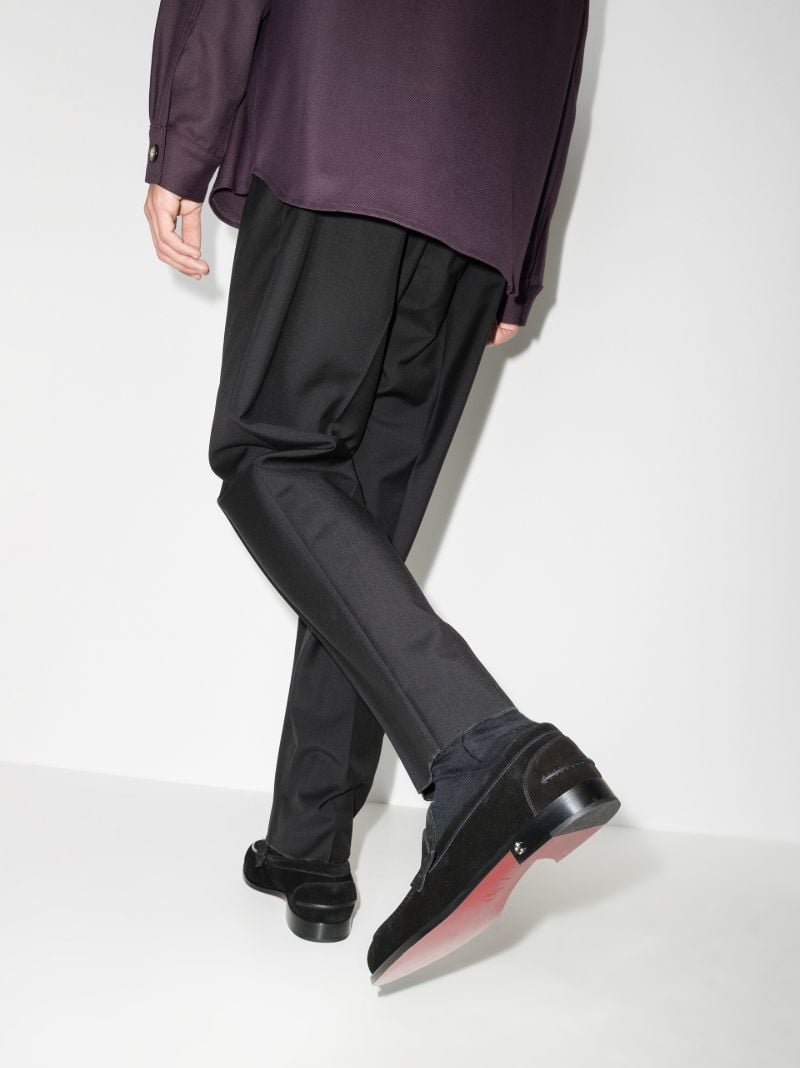 Black No Penny Suede Loafers