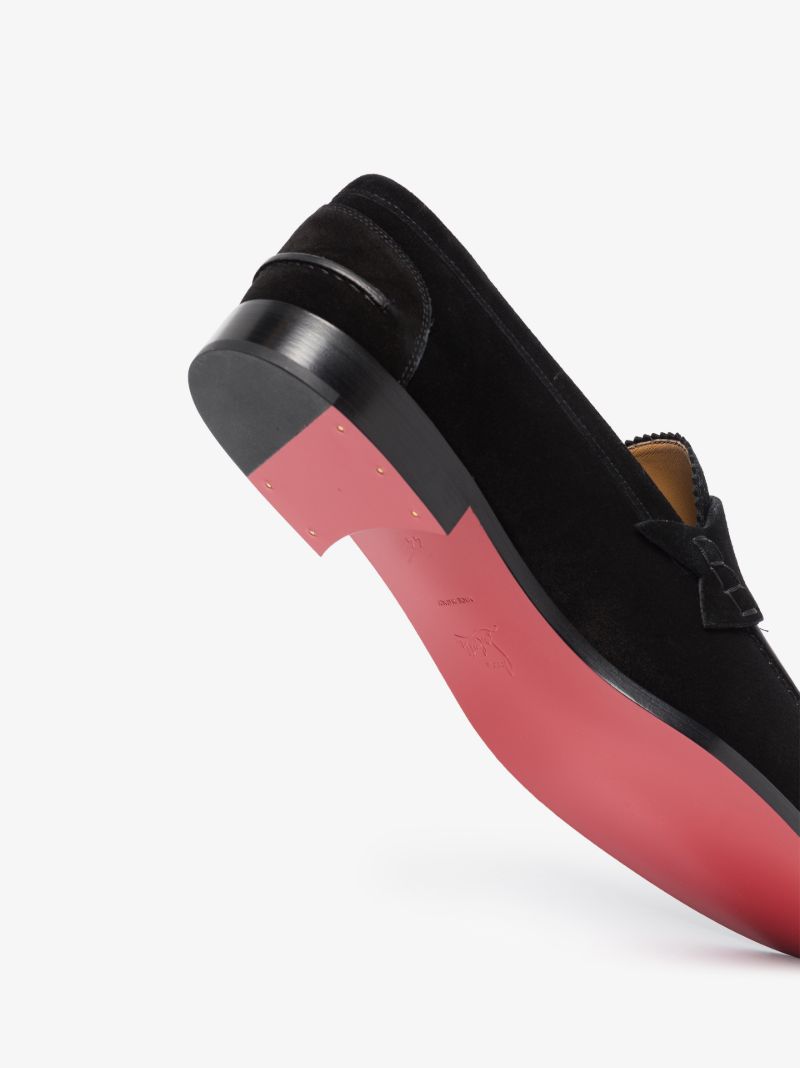 Black No Penny Suede Loafers