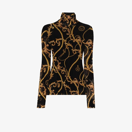 Baroque Print High Neck Top