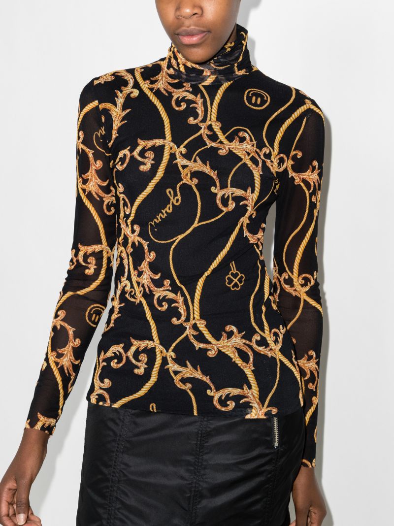 Baroque Print High Neck Top
