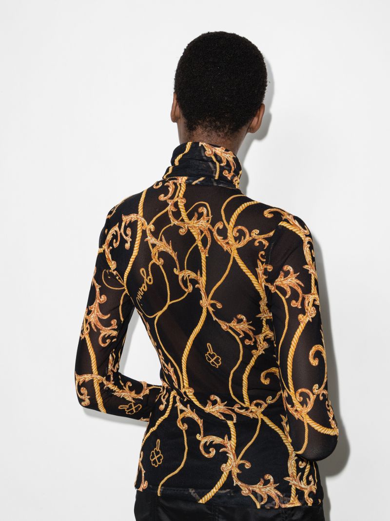 Baroque Print High Neck Top