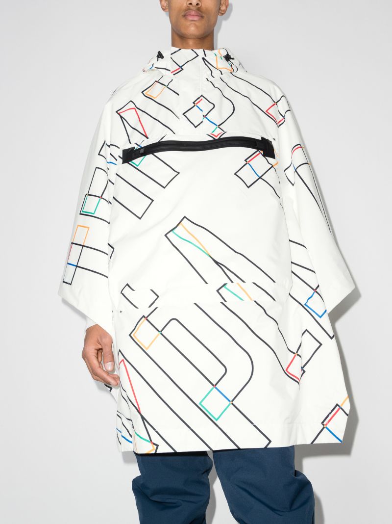 X Olympics White Graphic Hooded Poncho
