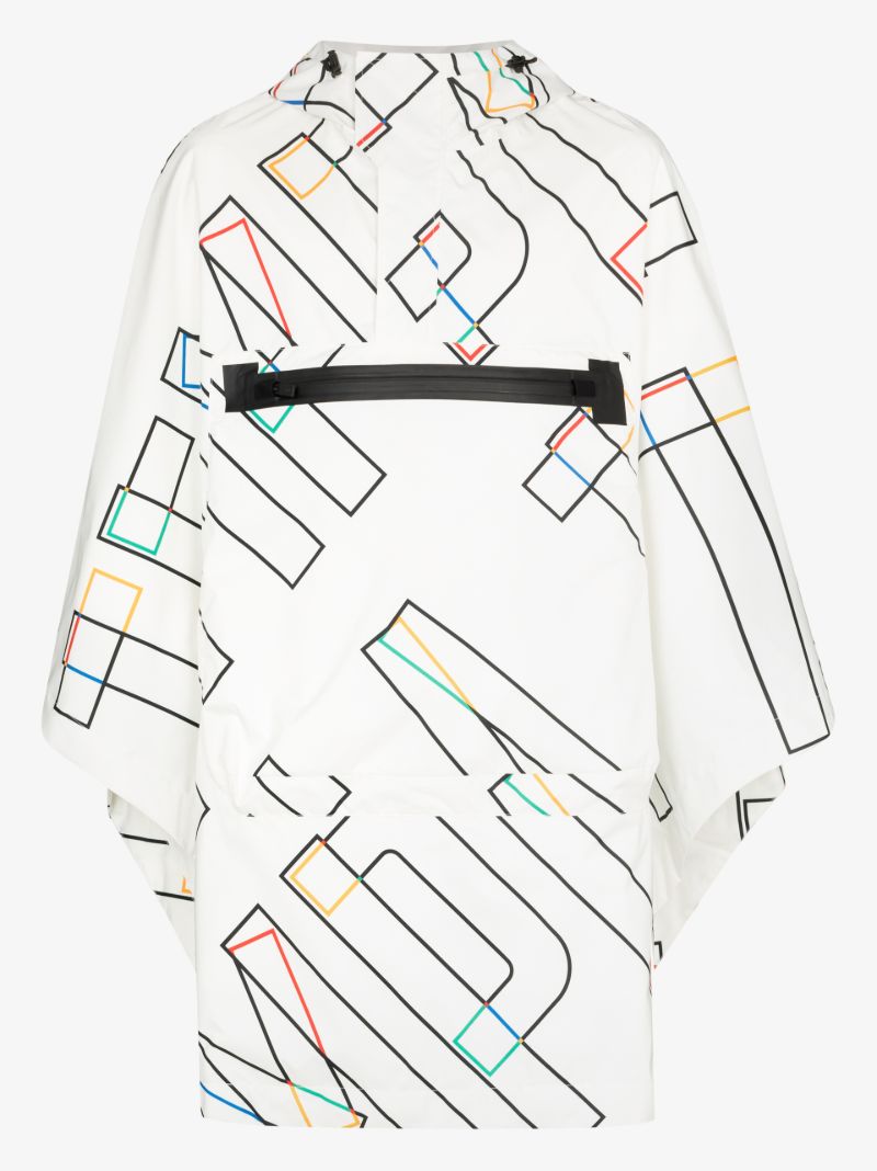 X Olympics White Graphic Hooded Poncho