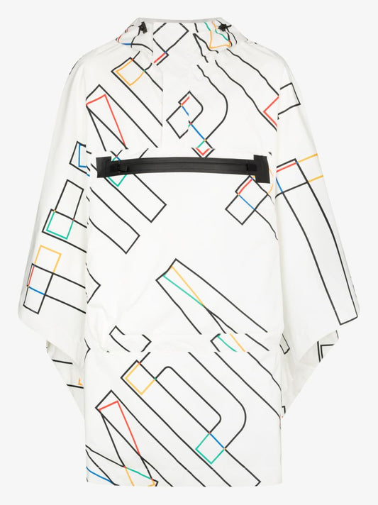X Olympics White Graphic Hooded Poncho