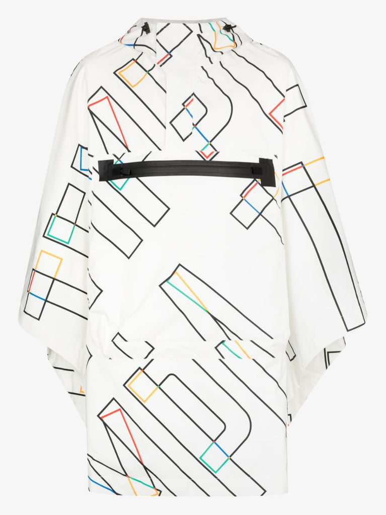 X Olympics White Graphic Hooded Poncho