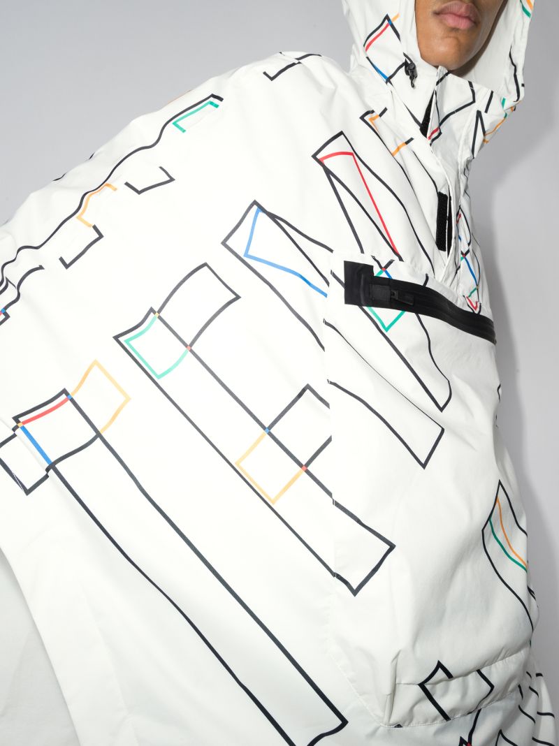 X Olympics White Graphic Hooded Poncho