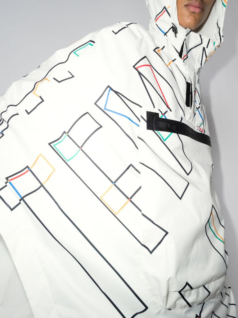 X Olympics White Graphic Hooded Poncho