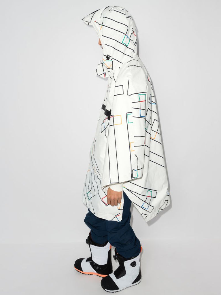 X Olympics White Graphic Hooded Poncho