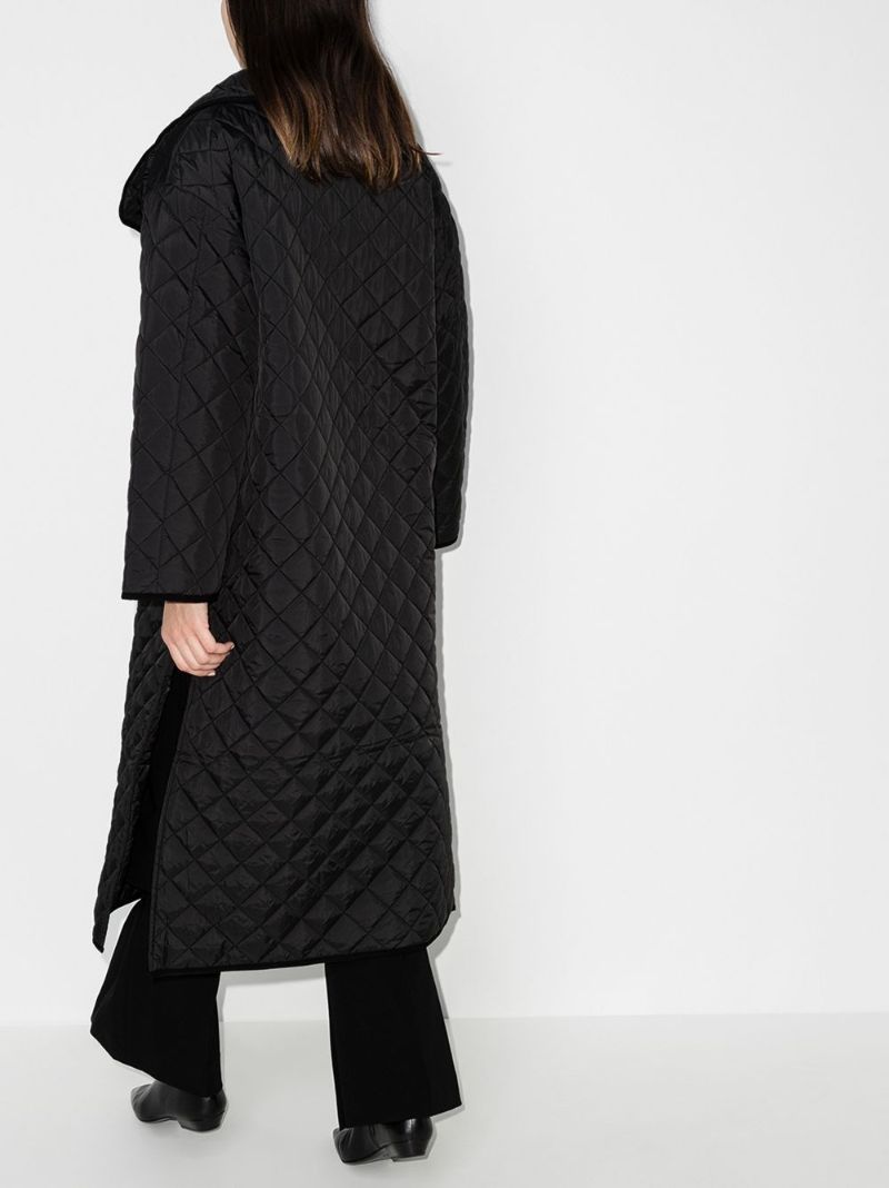 Black Quilted Wrap Coat
