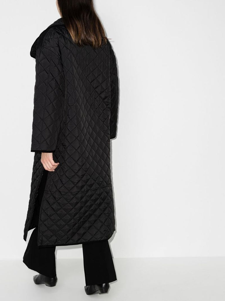 Black Quilted Wrap Coat