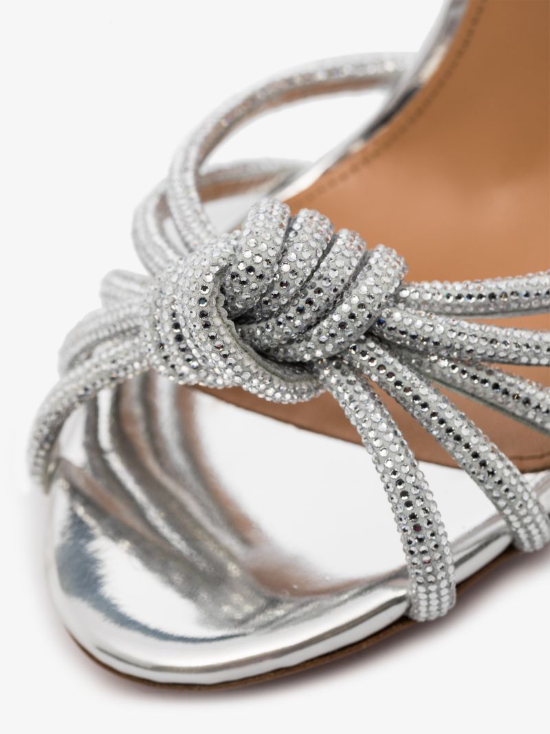 Silver Tone Celeste 105 Embellished Sandals