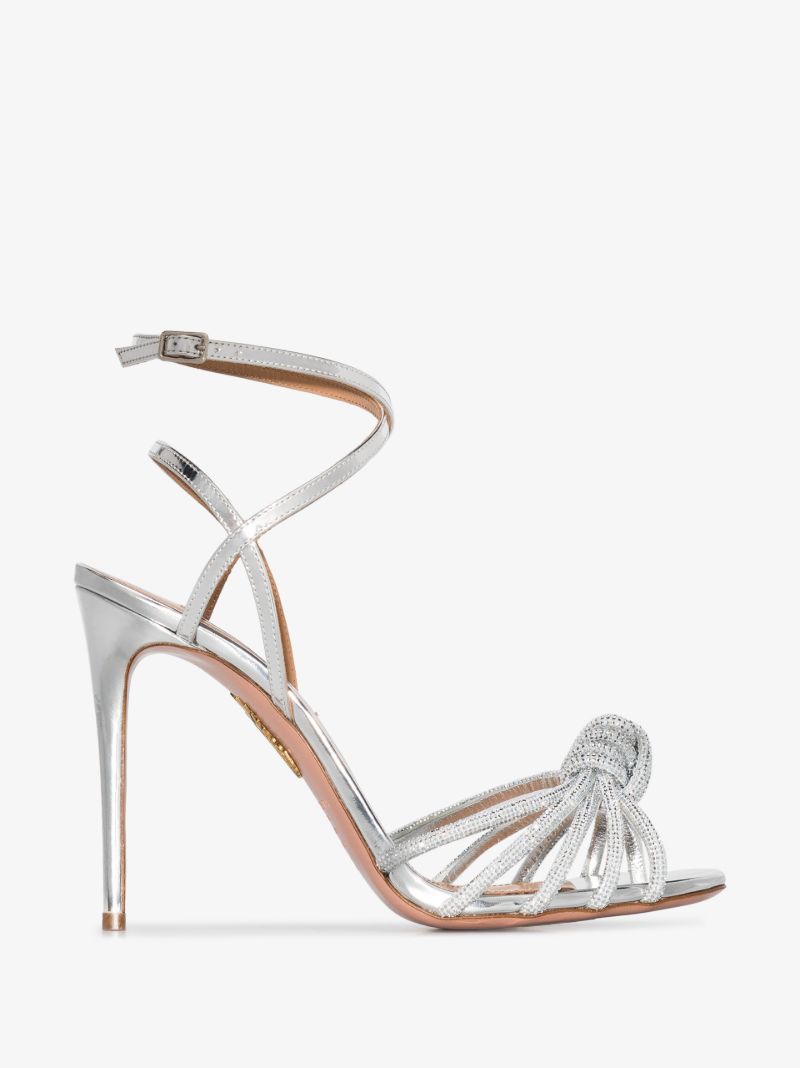 Silver Tone Celeste 105 Embellished Sandals