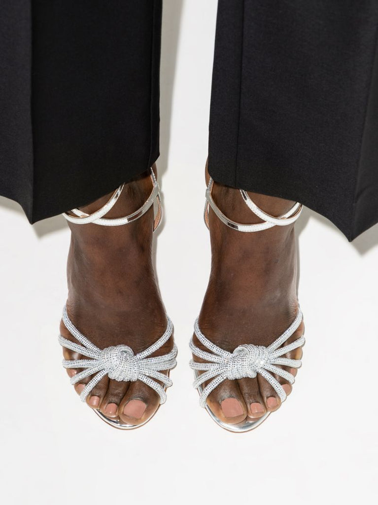 Silver Tone Celeste 105 Embellished Sandals