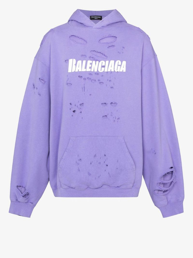 Destroyed Logo Cotton Hoodie