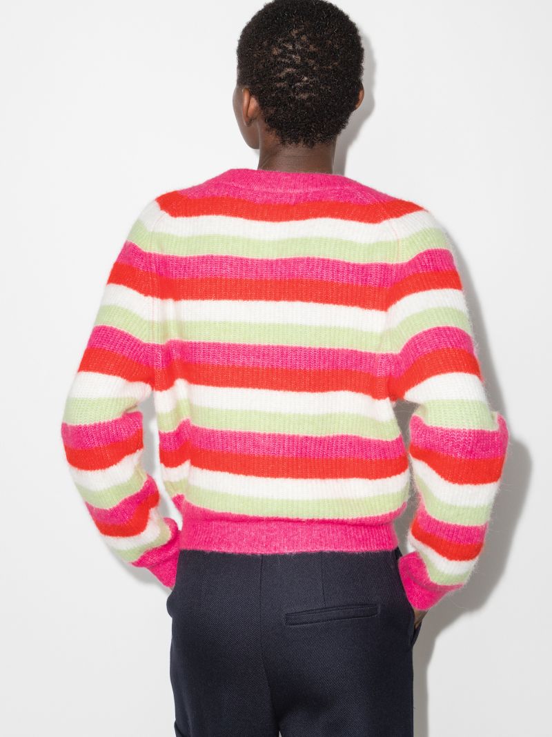 Crystal Button Striped Cardigan
