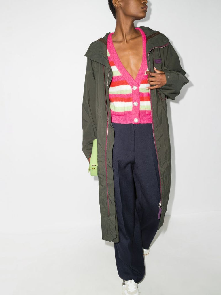 Crystal Button Striped Cardigan