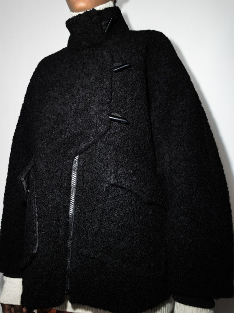 High Neck BouclÃ_x0083_Â© Jacket