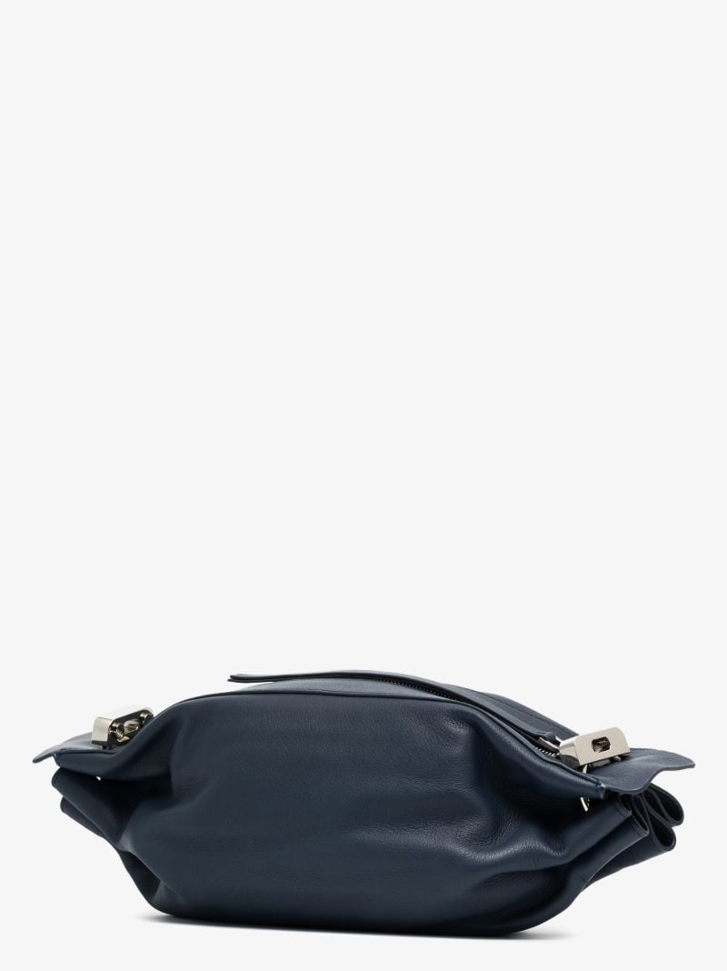 Navy Ring Leather Cross Body Bag