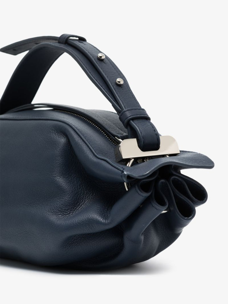Navy Ring Leather Cross Body Bag