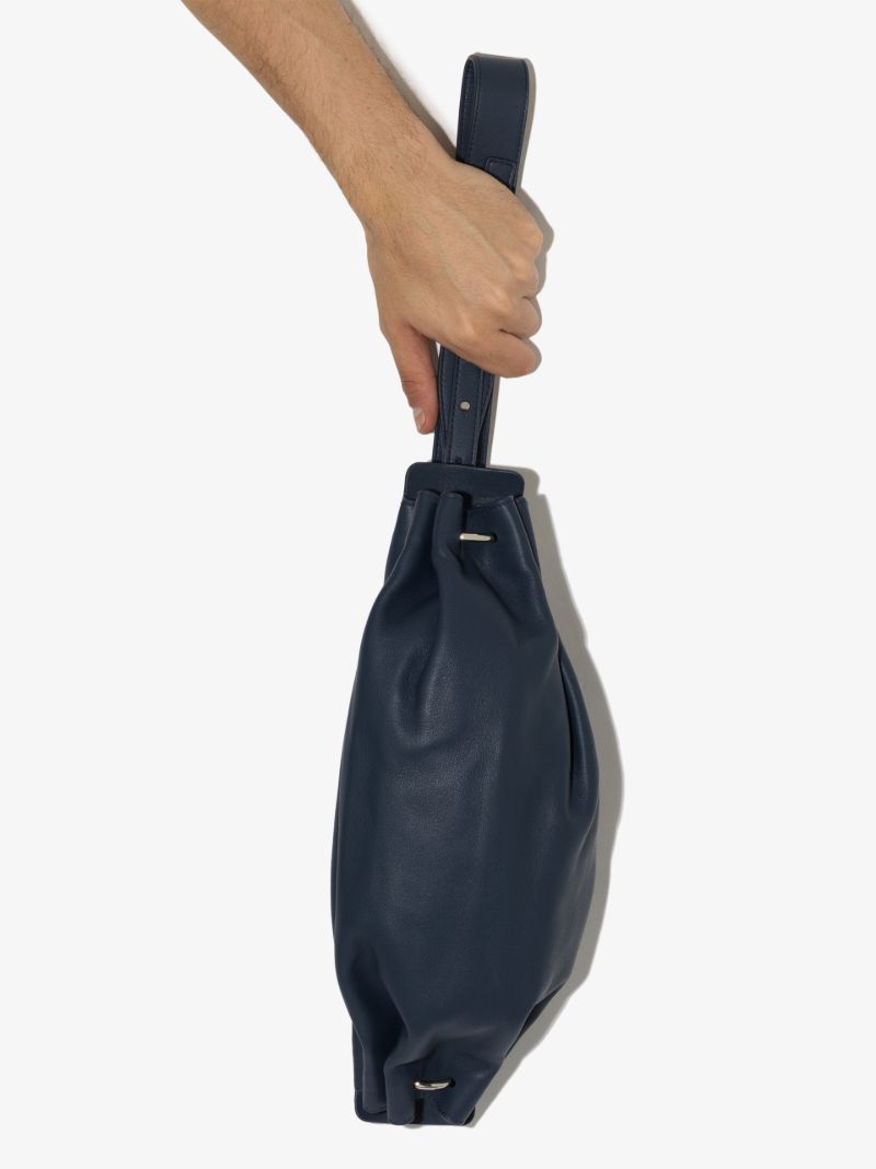 Navy Ring Leather Cross Body Bag