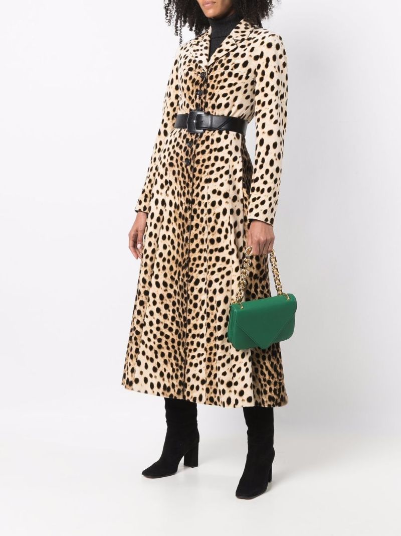 Velvet Animal-print Long Coat