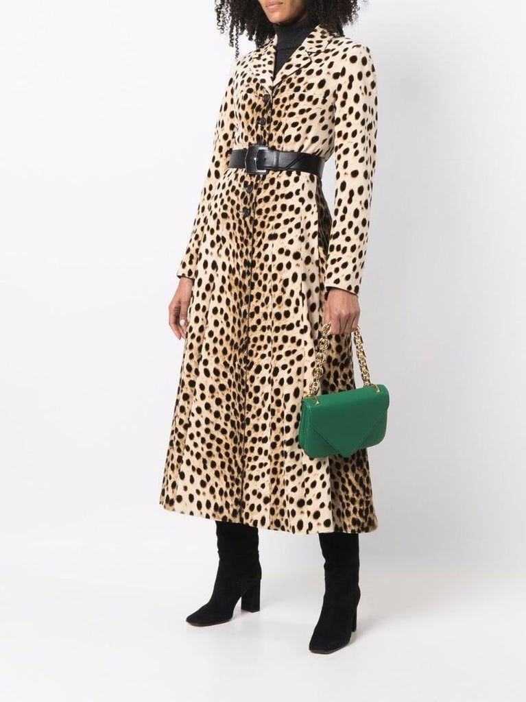 Velvet Animal-print Long Coat