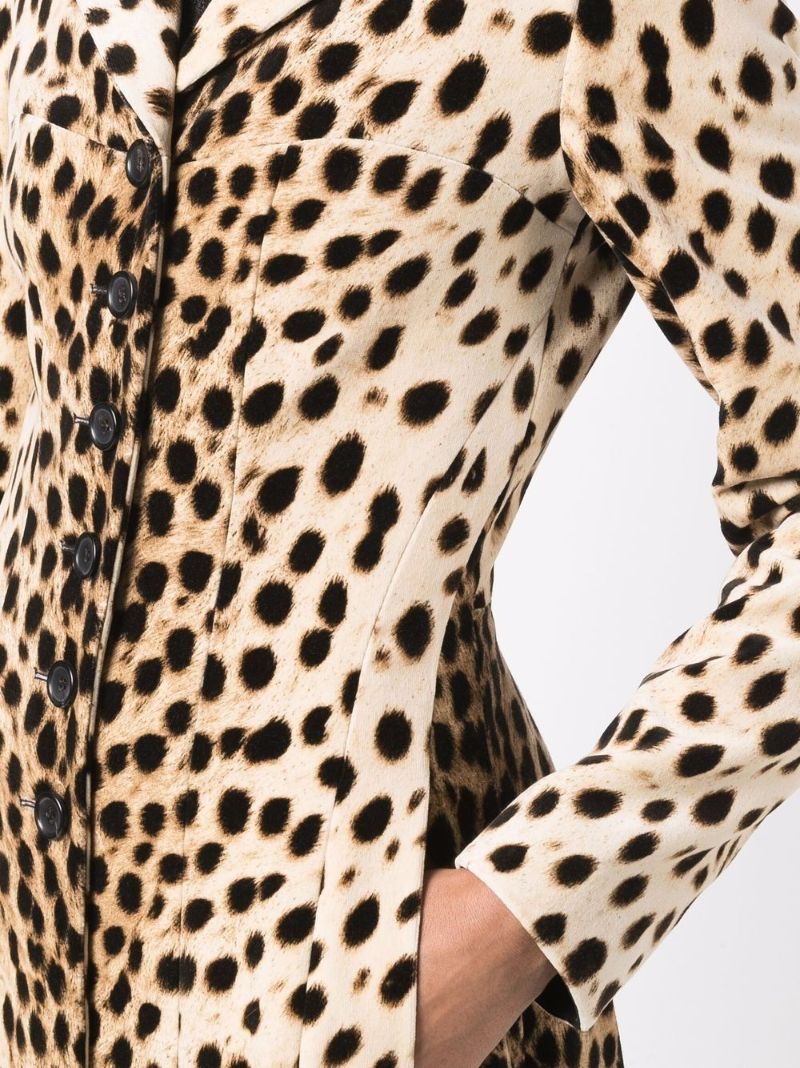 Velvet Animal-print Long Coat