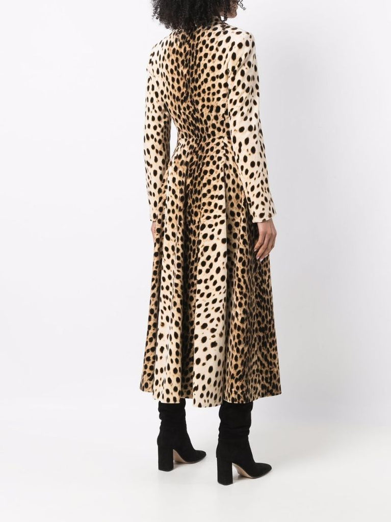 Velvet Animal-print Long Coat
