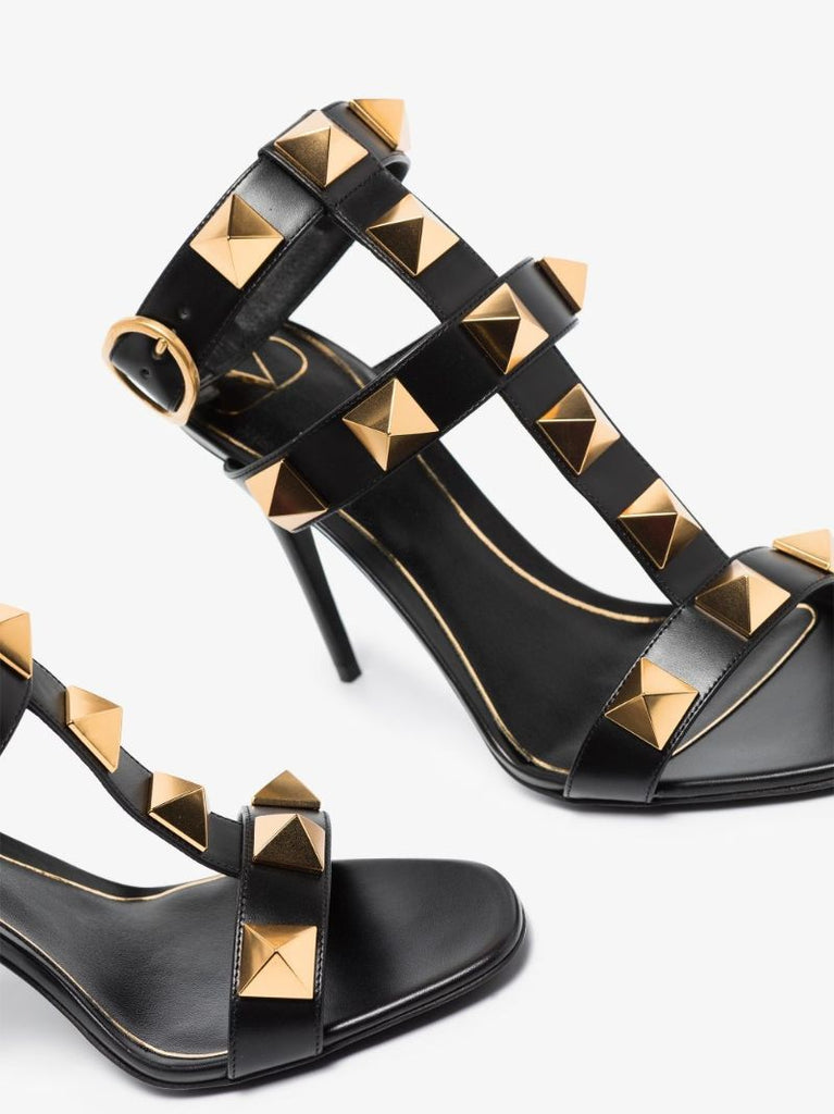 Black Roman Stud 100 Leather Sandals