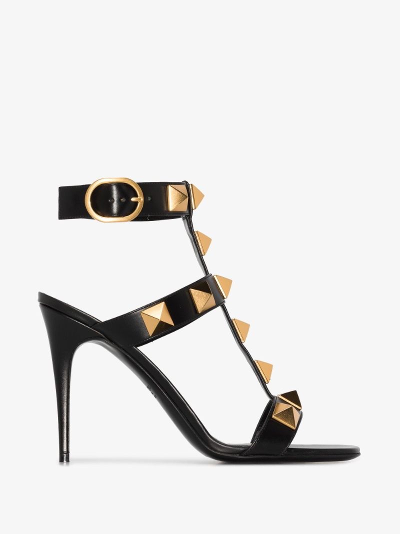 Black Roman Stud 100 Leather Sandals