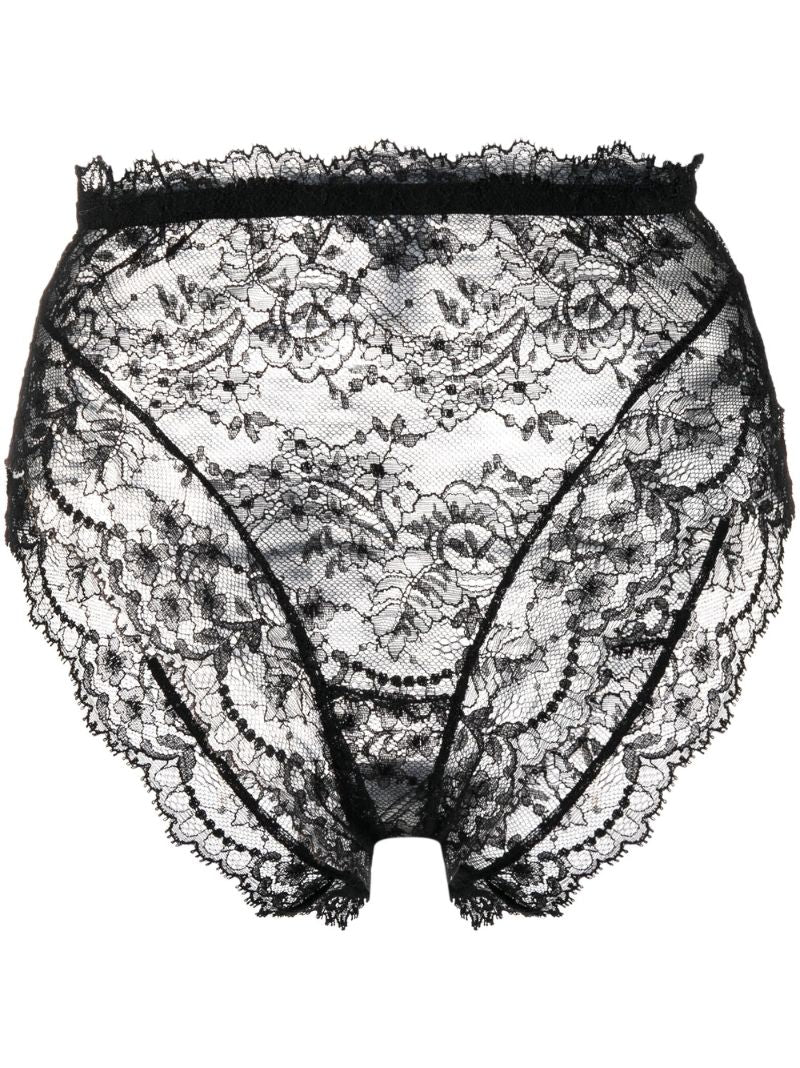 Black High-waisted Lace Briefs