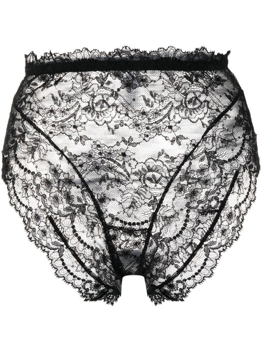 Black High-waisted Lace Briefs