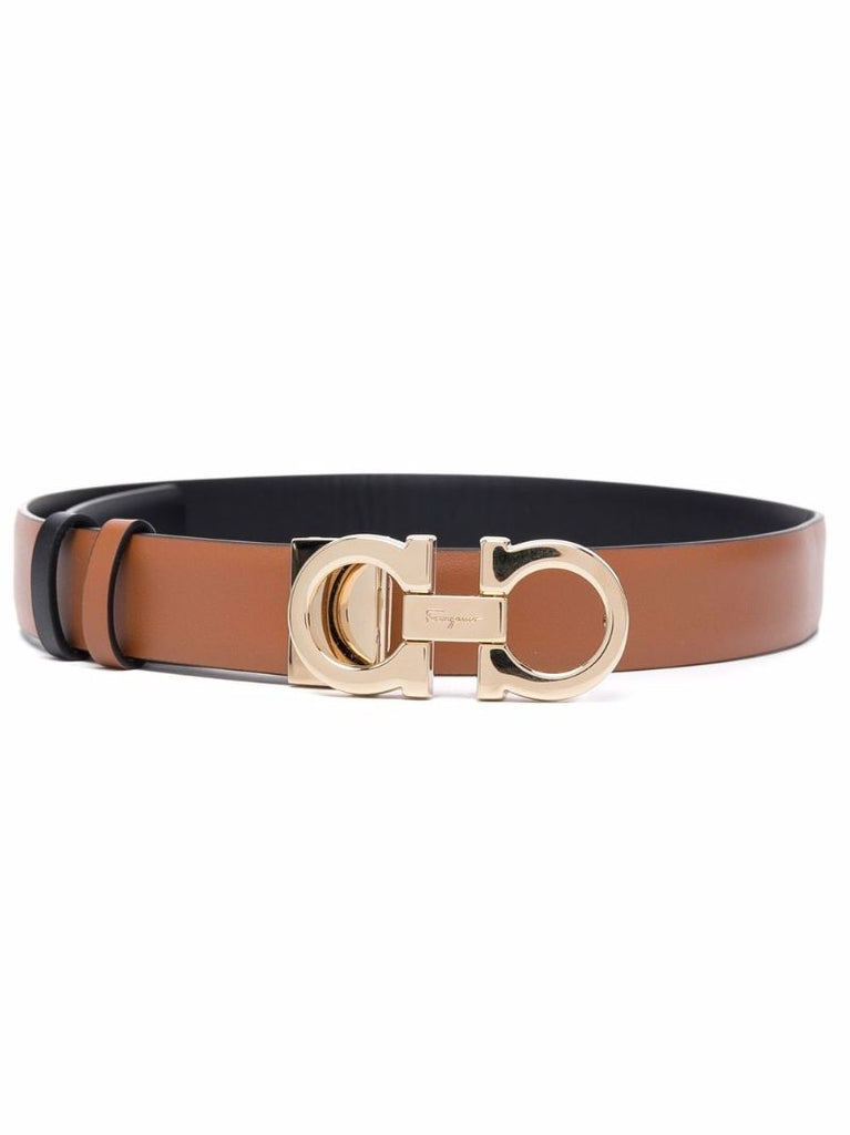 Brown Gancini Leather Belt