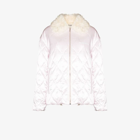 Shearling Trim Quilted Puffer Coat