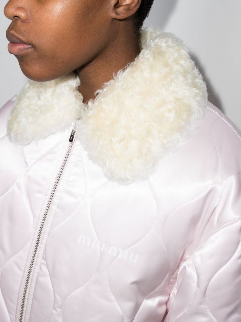 Shearling Trim Quilted Puffer Coat