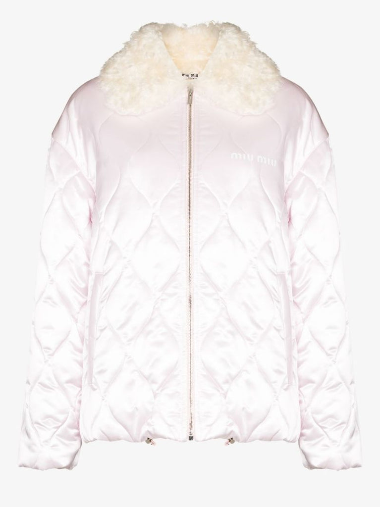 Shearling Trim Quilted Puffer Coat
