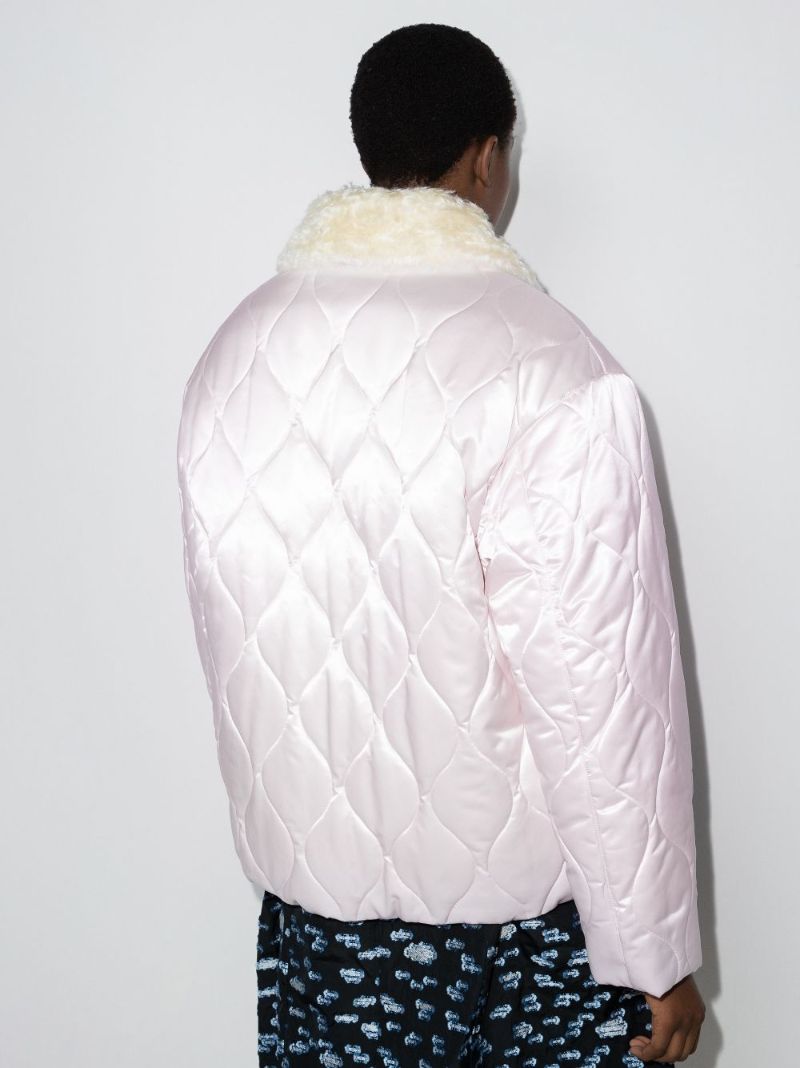 Shearling Trim Quilted Puffer Coat