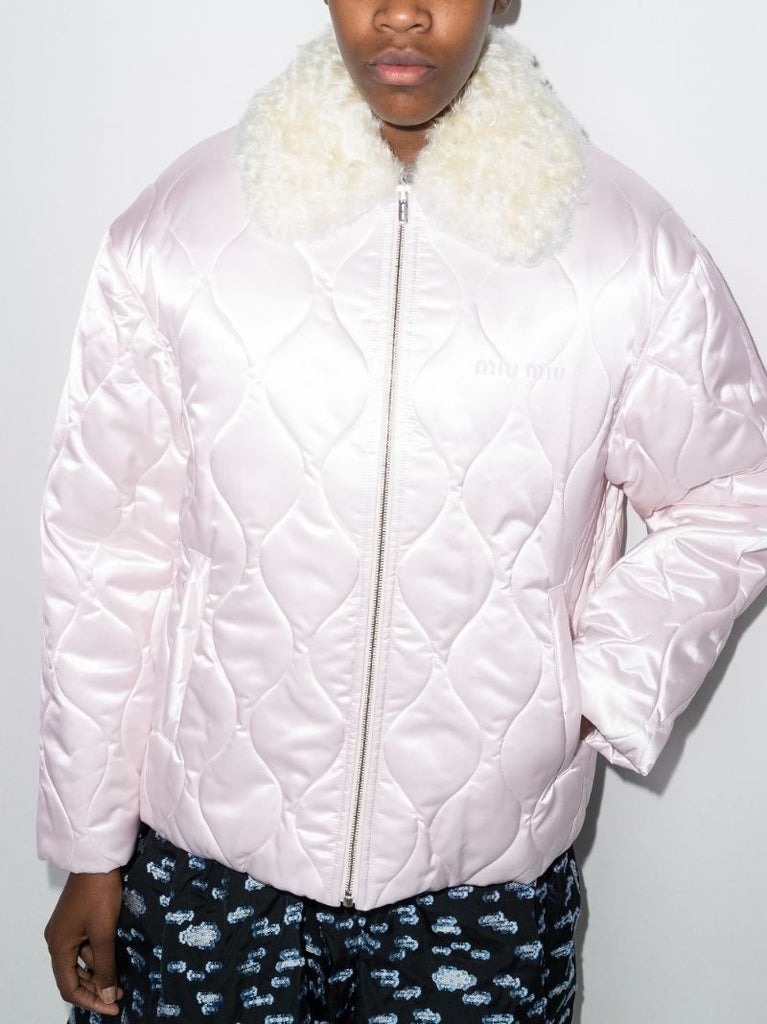 Shearling Trim Quilted Puffer Coat